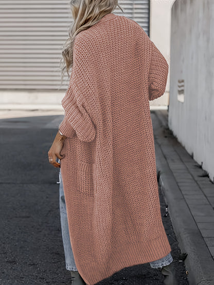 Elegant Deep V-Neck Ribbed Cardigan – Women’s Fall/Winter Knit Sweater
