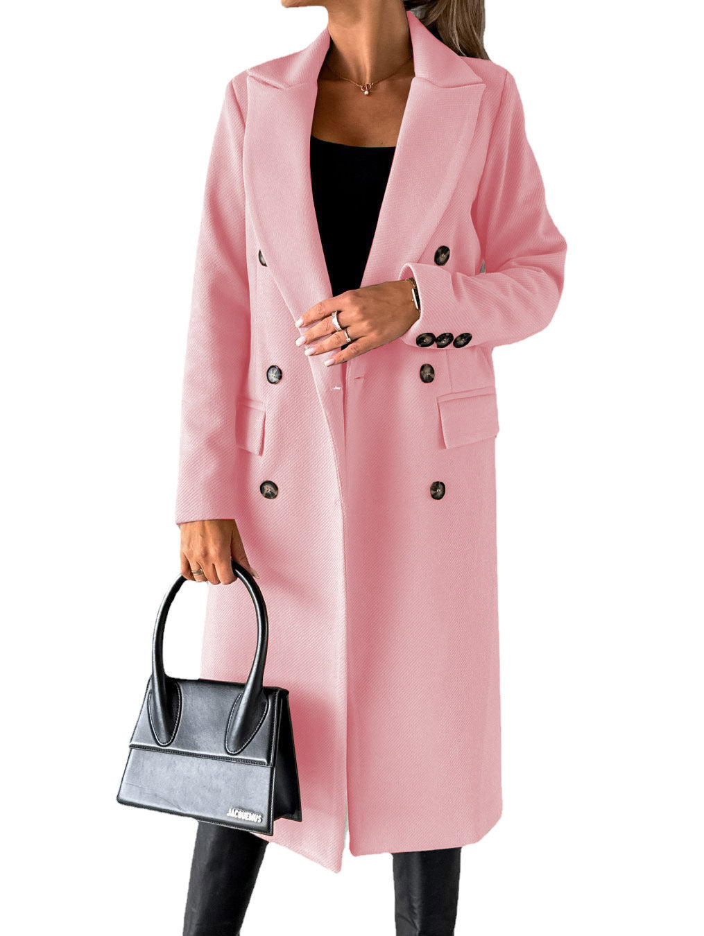 Manteau long à revers croisé Loom & Soul™ – Veste d'hiver longue et ajustée pour femme pour un style urbain chic et sans effort