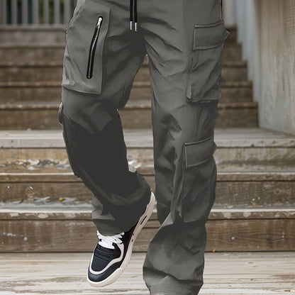 Pantalon Cargo Vert Homme – Coupe Droite Ample Taille Élastique