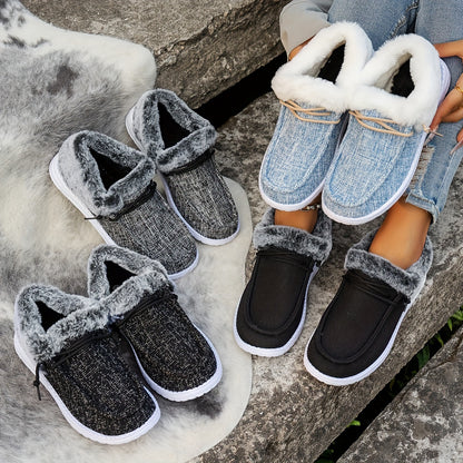 Women’s Slip-On Loafers – Warm Non-Slip Casual Winter Shoes with EVA Sole