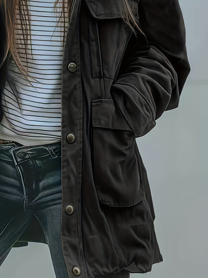 Veste à capuche robuste pour femme, vert olive – Manteau de travail épais toutes saisons