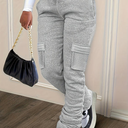 Drawstring Draped Pants – Women’s Solid Straight-Leg Casual Trousers