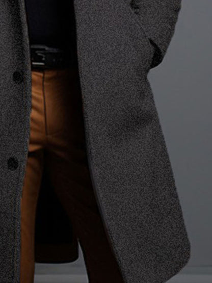 Men’s Classic Lapel Coat – Single Breasted Winter Jacket