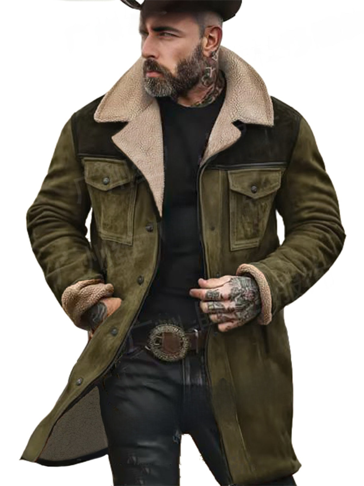 Blouson utilitaire color-block homme – Manteau en mélange de coton multi-poches
