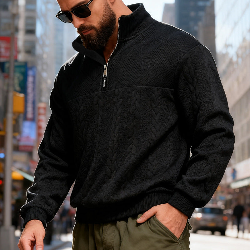Veste à capuche zippée pour homme – Sweat-shirt décontracté coupe ample avec col montant