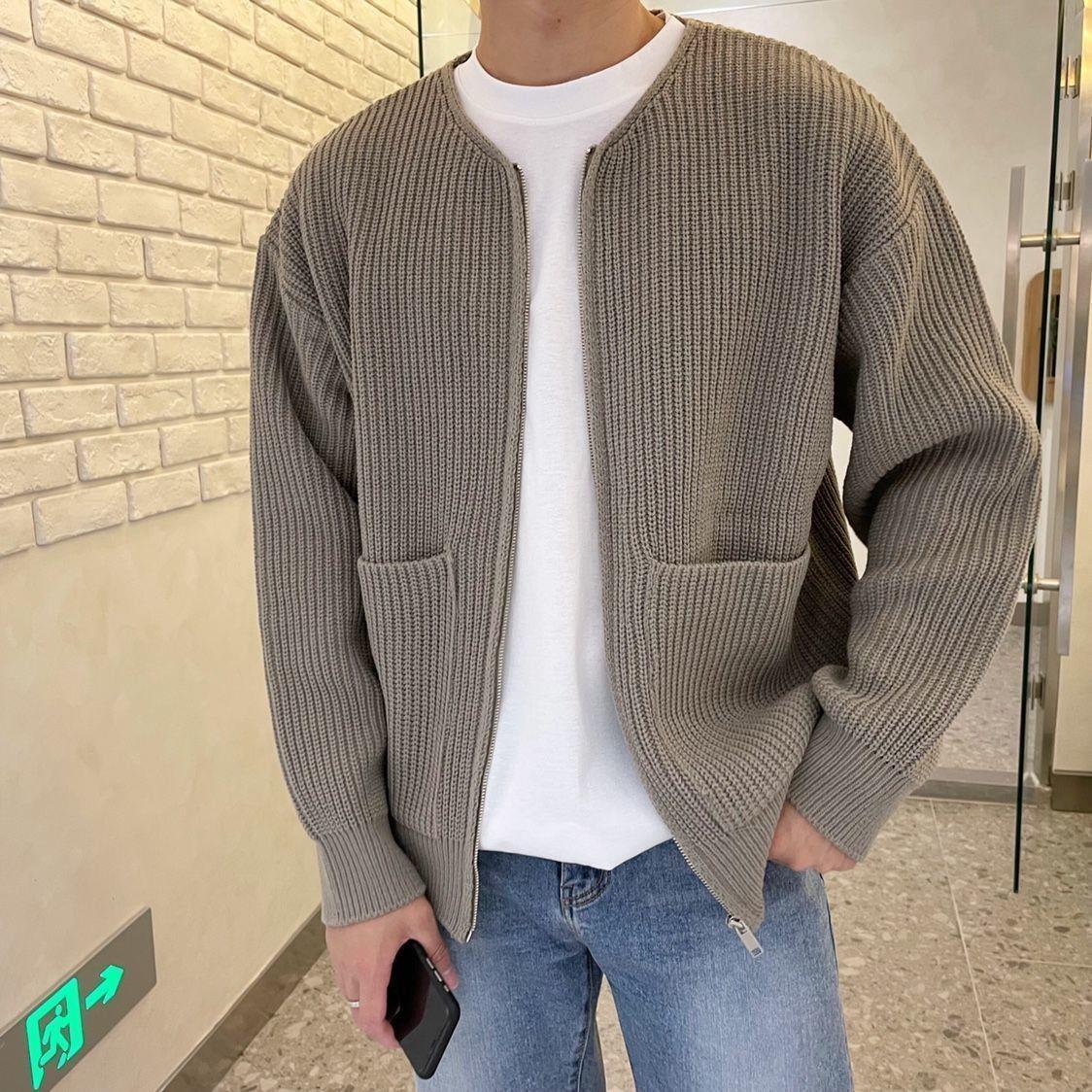 Cardigan Tricoté Zippé Homme Loom & Soul™ – Col cheminée doux avec poches pour un confort toutes saisons