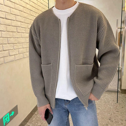 Cardigan Tricoté Zippé Homme Loom & Soul™ – Col cheminée doux avec poches pour un confort toutes saisons