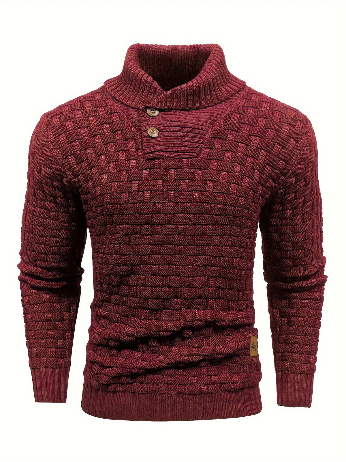 Pull en tricot gaufré pour homme – Grande élasticité avec col à revers