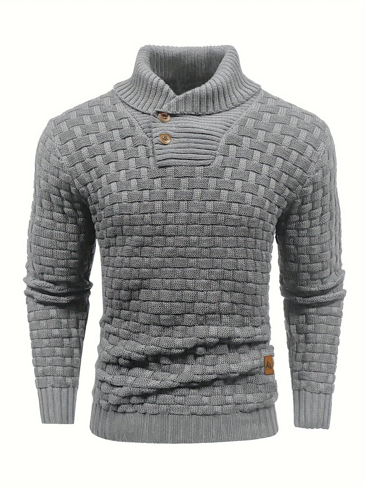 Pull en tricot gaufré pour homme – Grande élasticité avec col à revers