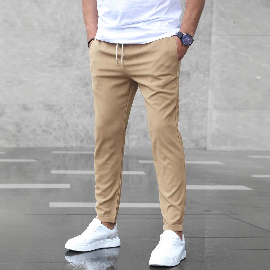 Loom & Soul™ Men’s Slim Fit Drawstring Pants – Casual Mid-Waist Trousers with Pockets