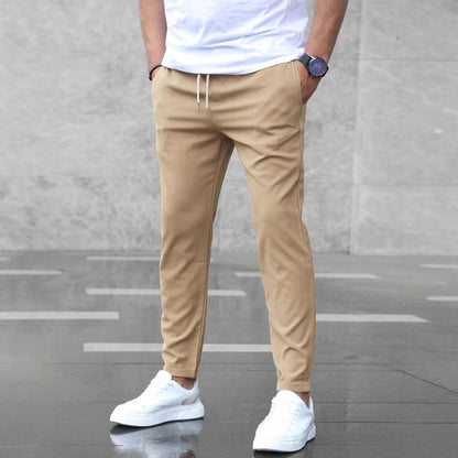Loom & Soul™ Men’s Slim Fit Drawstring Pants – Casual Mid-Waist Trousers with Pockets