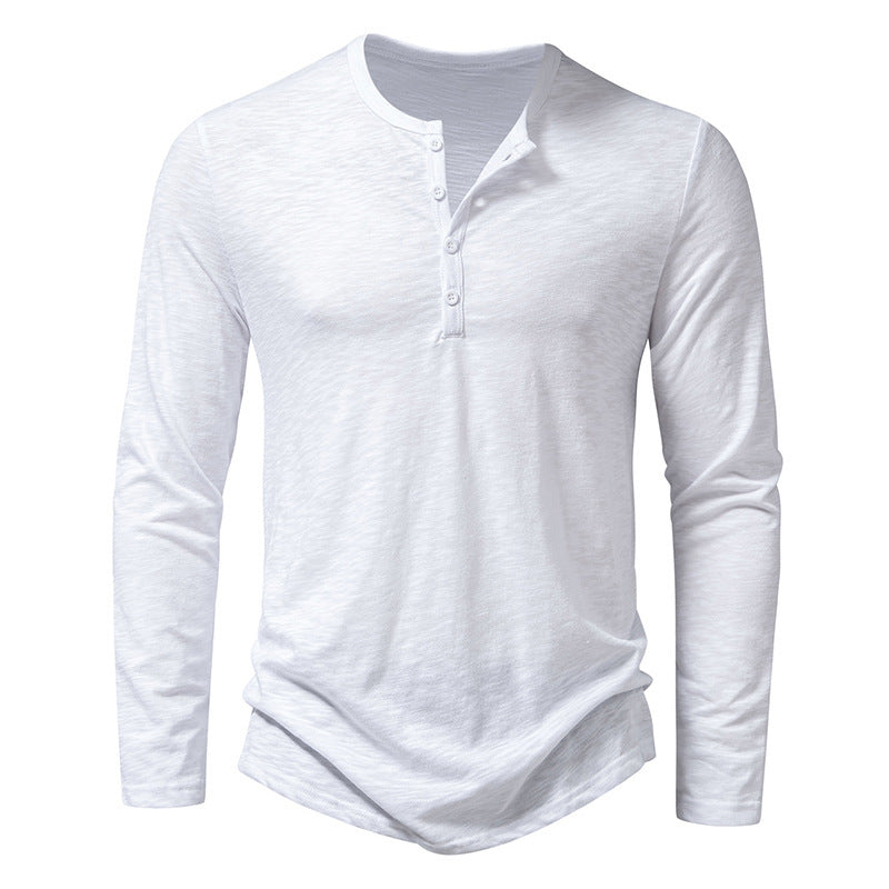 Haut à manches longues boutonné Loom & Soul™ pour homme – T-shirt uni décontracté pour le printemps et l'automne
