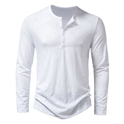 Haut à manches longues boutonné Loom & Soul™ pour homme – T-shirt uni décontracté pour le printemps et l'automne