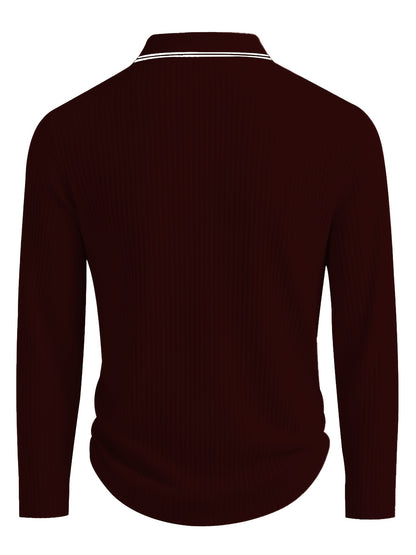 Polo à rayures homme – Haut décontracté à manches longues coupe décontractée