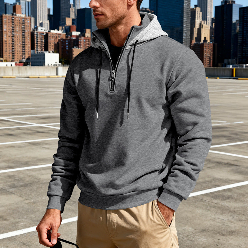 Haut à capuche pour homme avec col montant – Sweat décontracté de luxe pour les trajets quotidiens