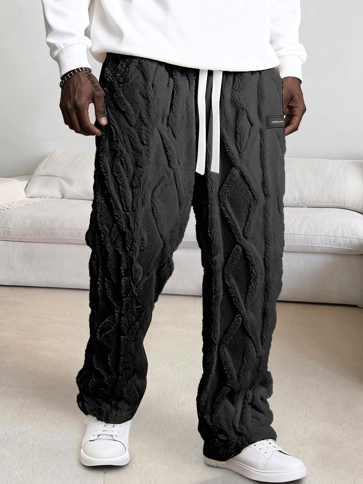 Men’s Fleece-Lined Lounge Pants – Warm Drawstring Winter Comfort