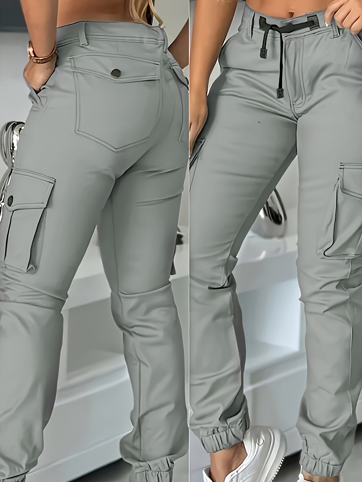Pantalon Cargo Taille Haute Femme – Pantalon de Travail Élégant Toutes Saisons