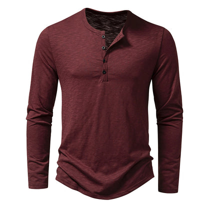 Haut à manches longues boutonné Loom & Soul™ pour homme – T-shirt uni décontracté pour le printemps et l'automne
