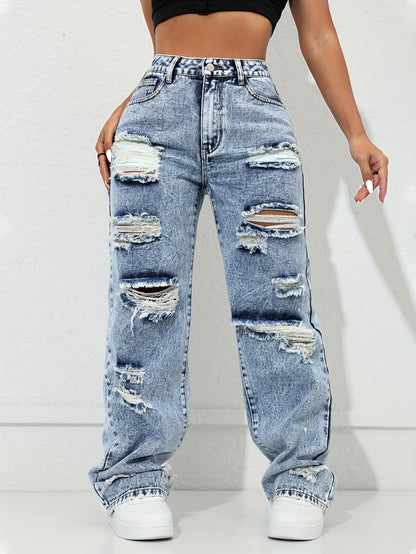Jean Large Coupe Vintage Effet Délavé – Denim Urbain Bleu Lavé Classique