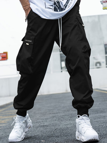 Loom & Soul™ Pantalon cargo pour homme – Pantalon de survêtement style hip-hop avec cordon de serrage et multiples poches