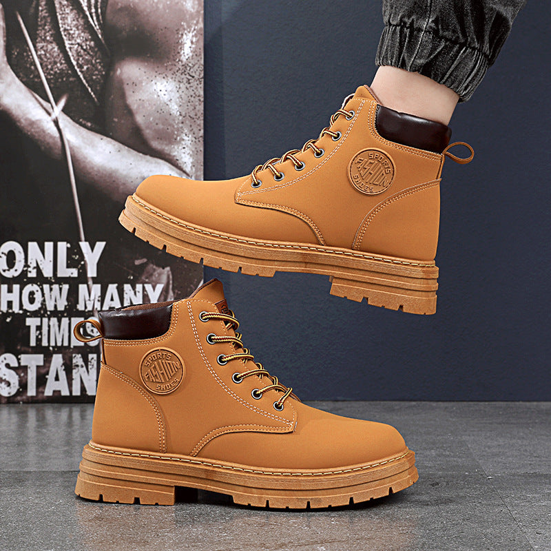 Loom & Soul™ Men’s Martin Boots – Waterproof Chunky Winter Ankle Boots with Anti-Slip Rubber Sole