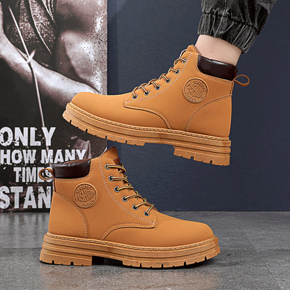 Loom & Soul™ Men’s Martin Boots – Waterproof Chunky Winter Ankle Boots with Anti-Slip Rubber Sole
