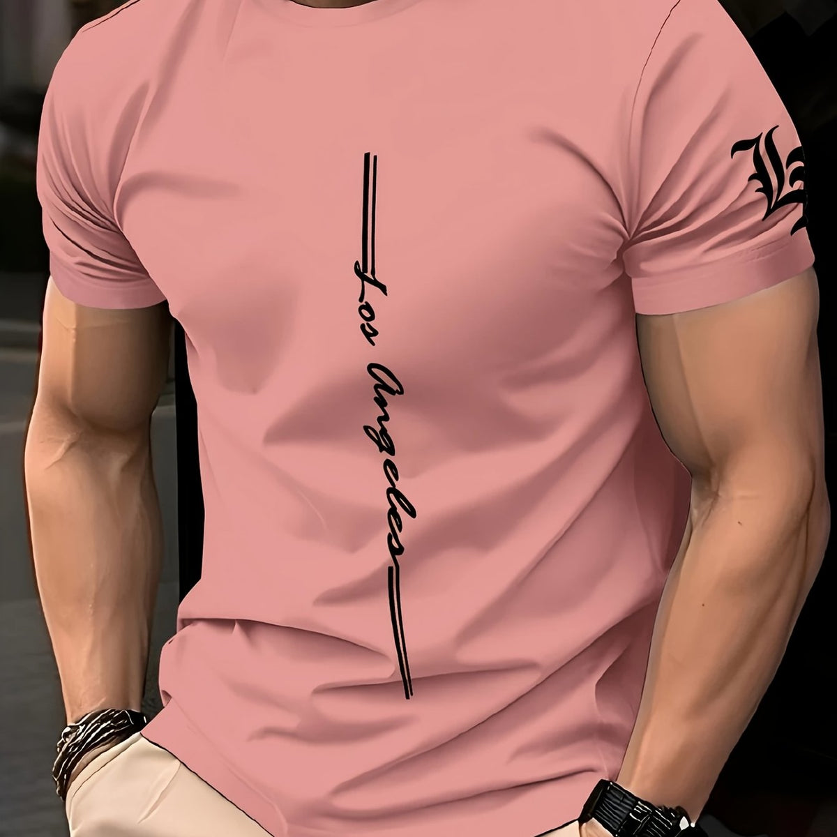 T-shirt à motif graphique Four Angeles – T-shirt urbain rose avec message