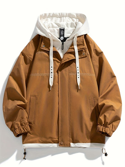 Veste zippée color block Loom & Soul pour homme – Coupe-vent léger à capuche