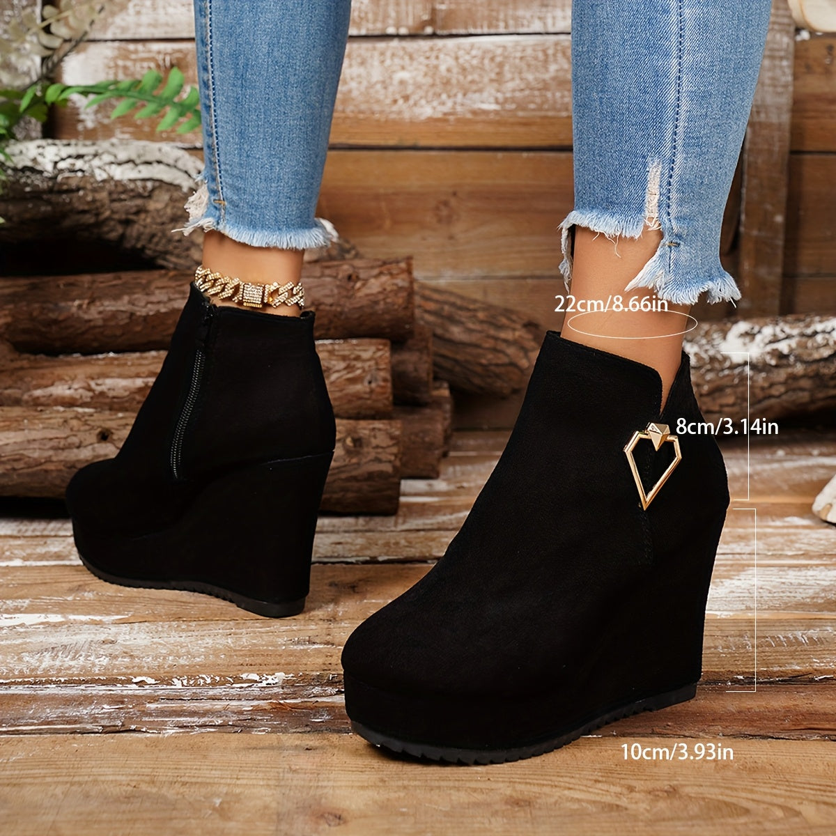 Botines de plataforma gruesa para mujer – Botas de moda con cremallera atrevida