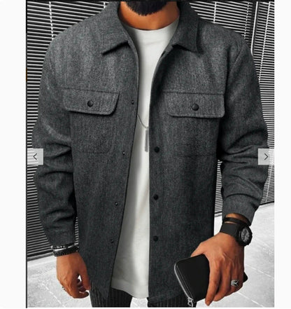 Loom & Soul Men’s Thick Casual Cardigan Shirt – British Style Long Sleeve