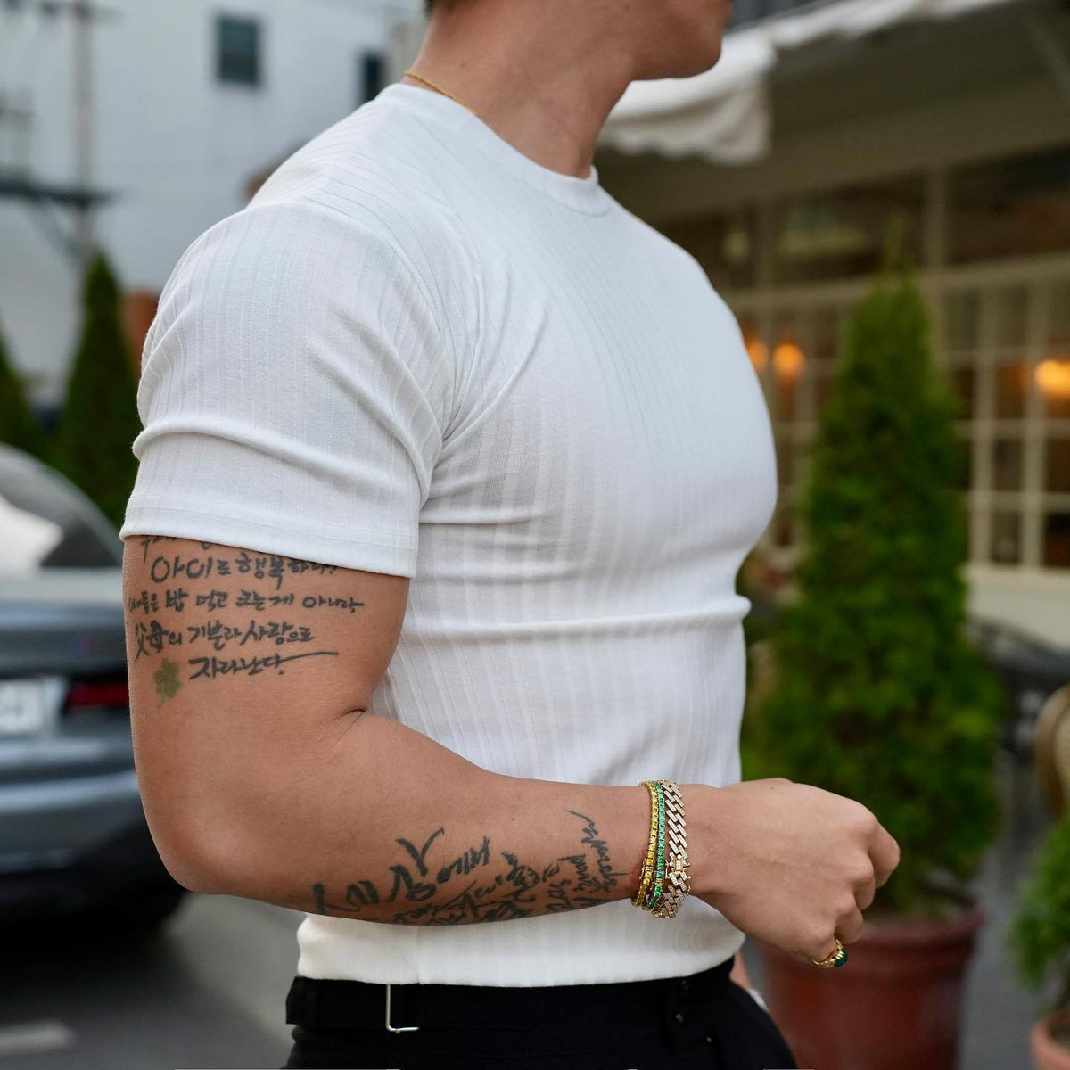 T-shirt de sport extensible à col rond pour homme – Manches courtes décontracté