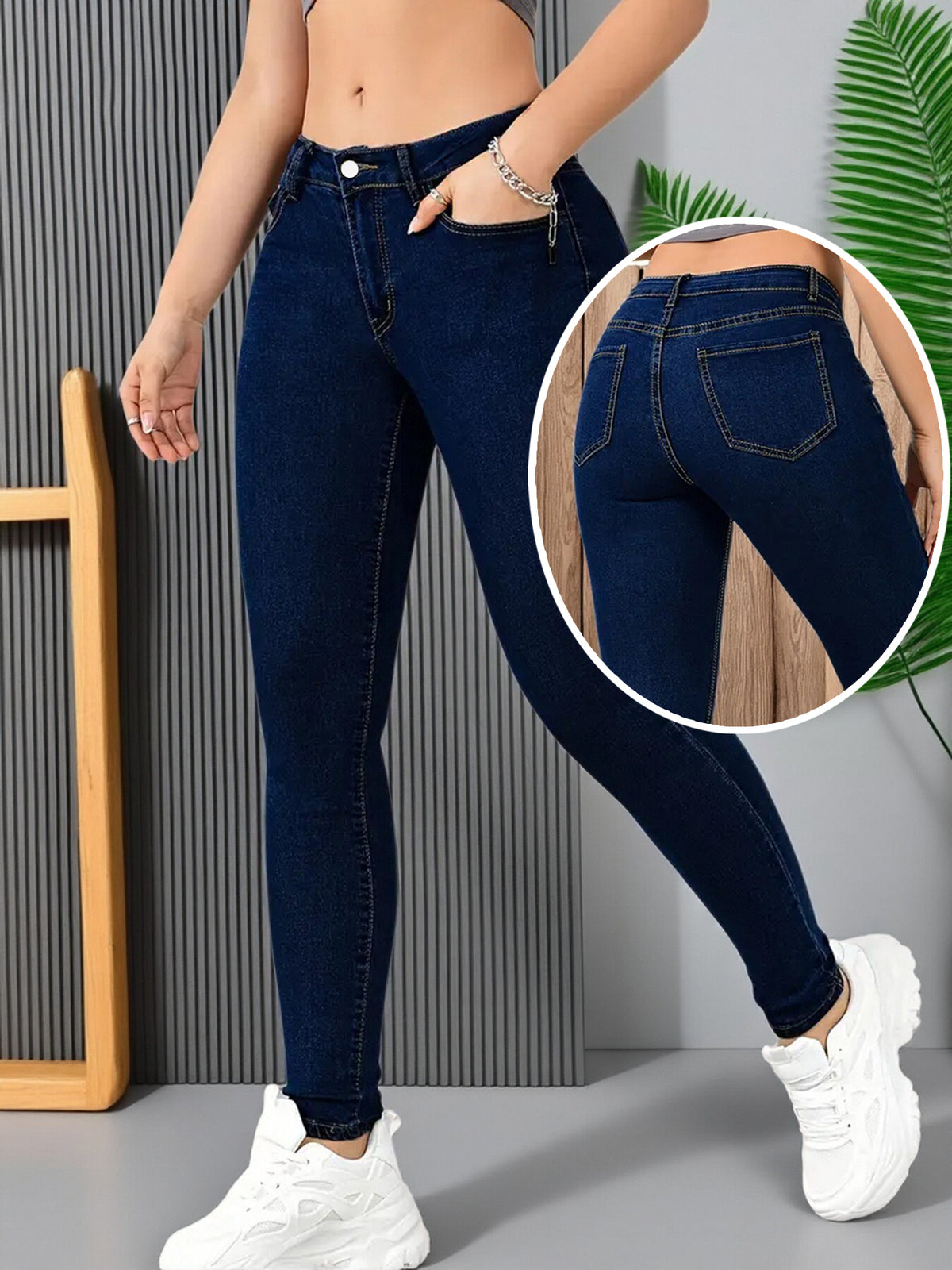 Women’s Slim Fit High-Waist Jeans – Stretch Pencil Denim