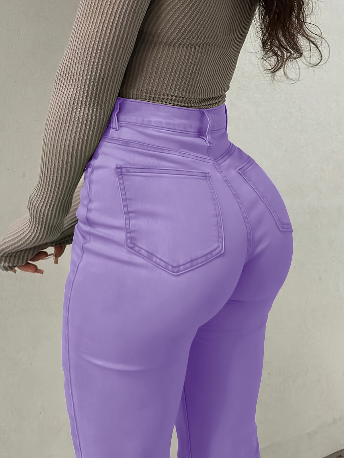 Women’s Vibrant Orange Distressed Flare Jeans – High-Waist Bootcut