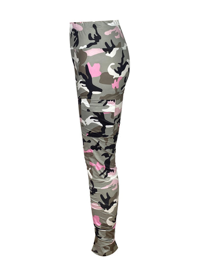 Legging de sport taille haute camouflage pour femme – Tissu stretch avec poches latérales