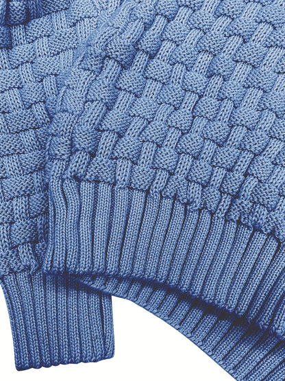 Pull en tricot gaufré pour homme – Grande élasticité avec col à revers