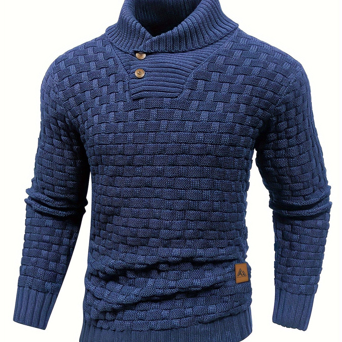 Pull en tricot gaufré pour homme – Grande élasticité avec col à revers