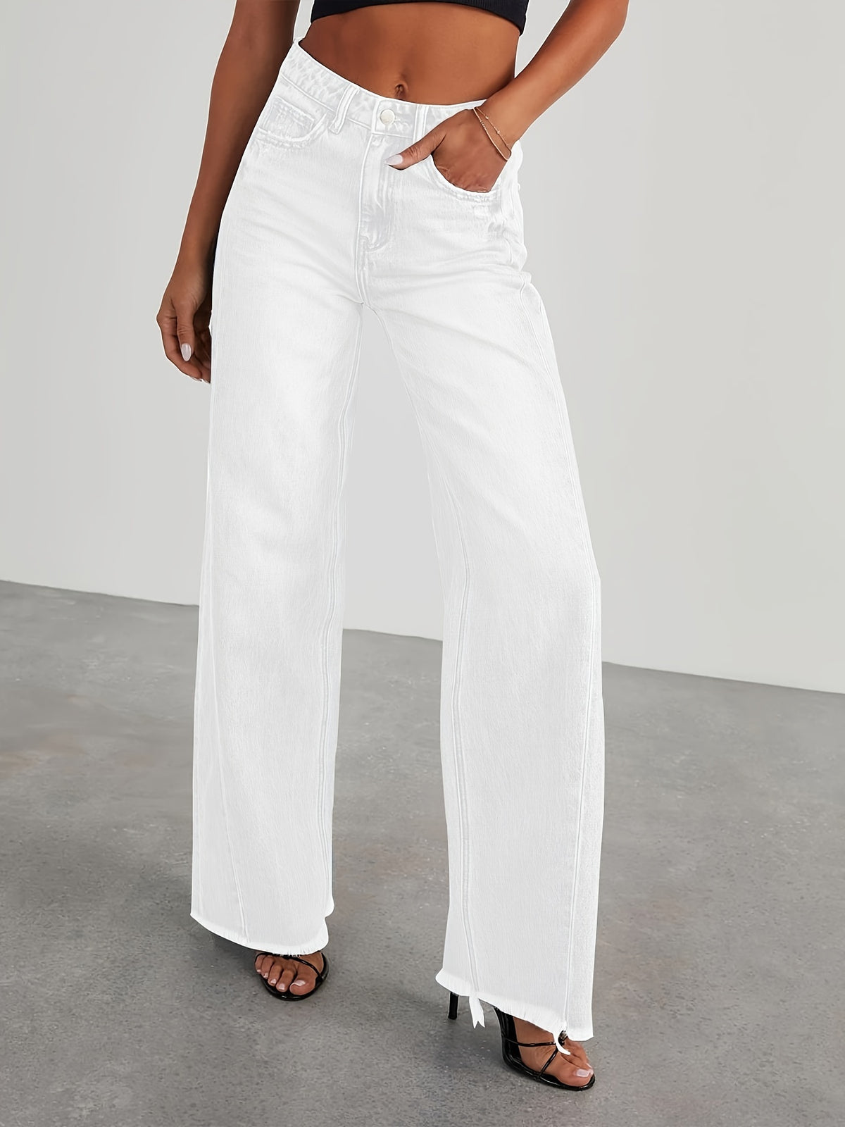 Jean taille haute ample pour femme – Denim décontracté extensible