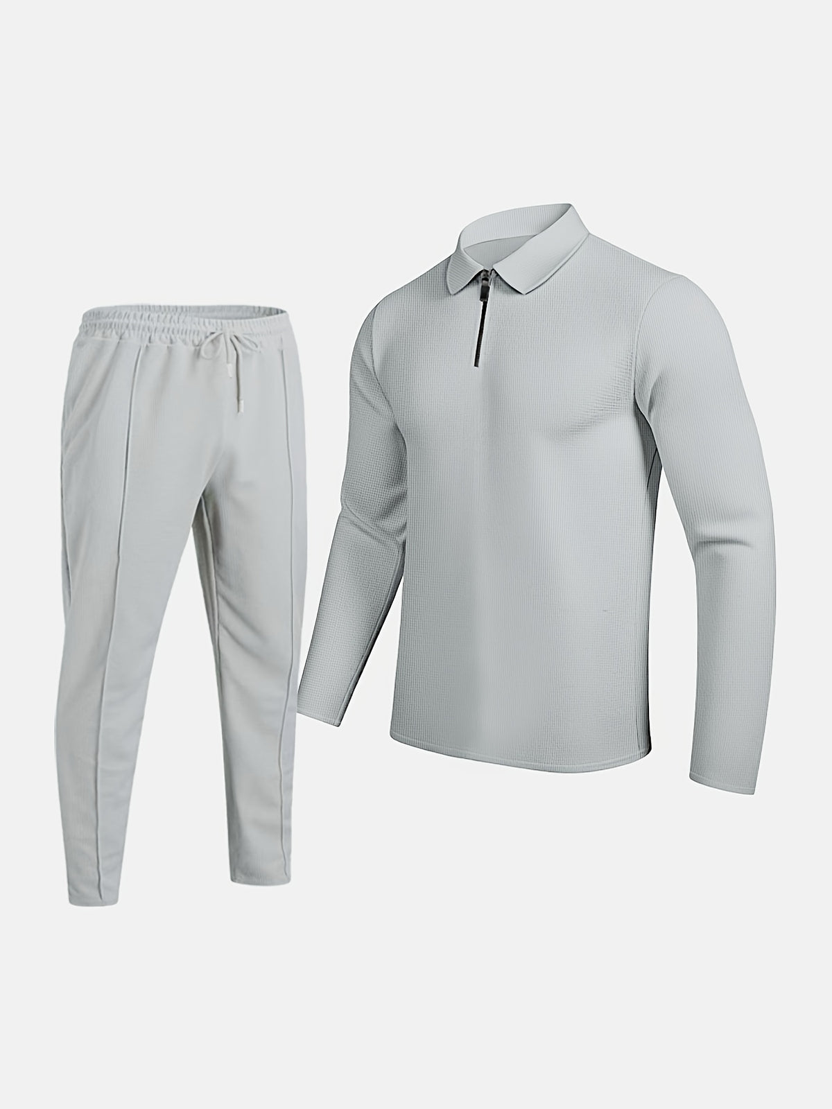 Ensemble décontracté léger pour homme – Haut et pantalon à revers et demi-fermeture éclair