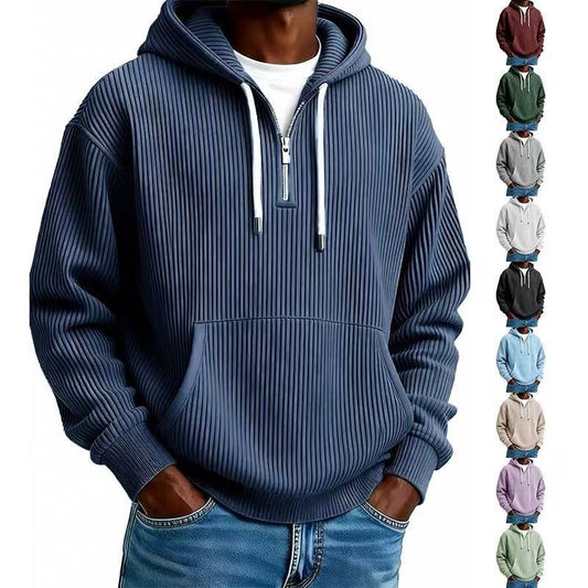 Men’s Corduroy Hooded Sweatshirt – Thickened Long Sleeve Pullover