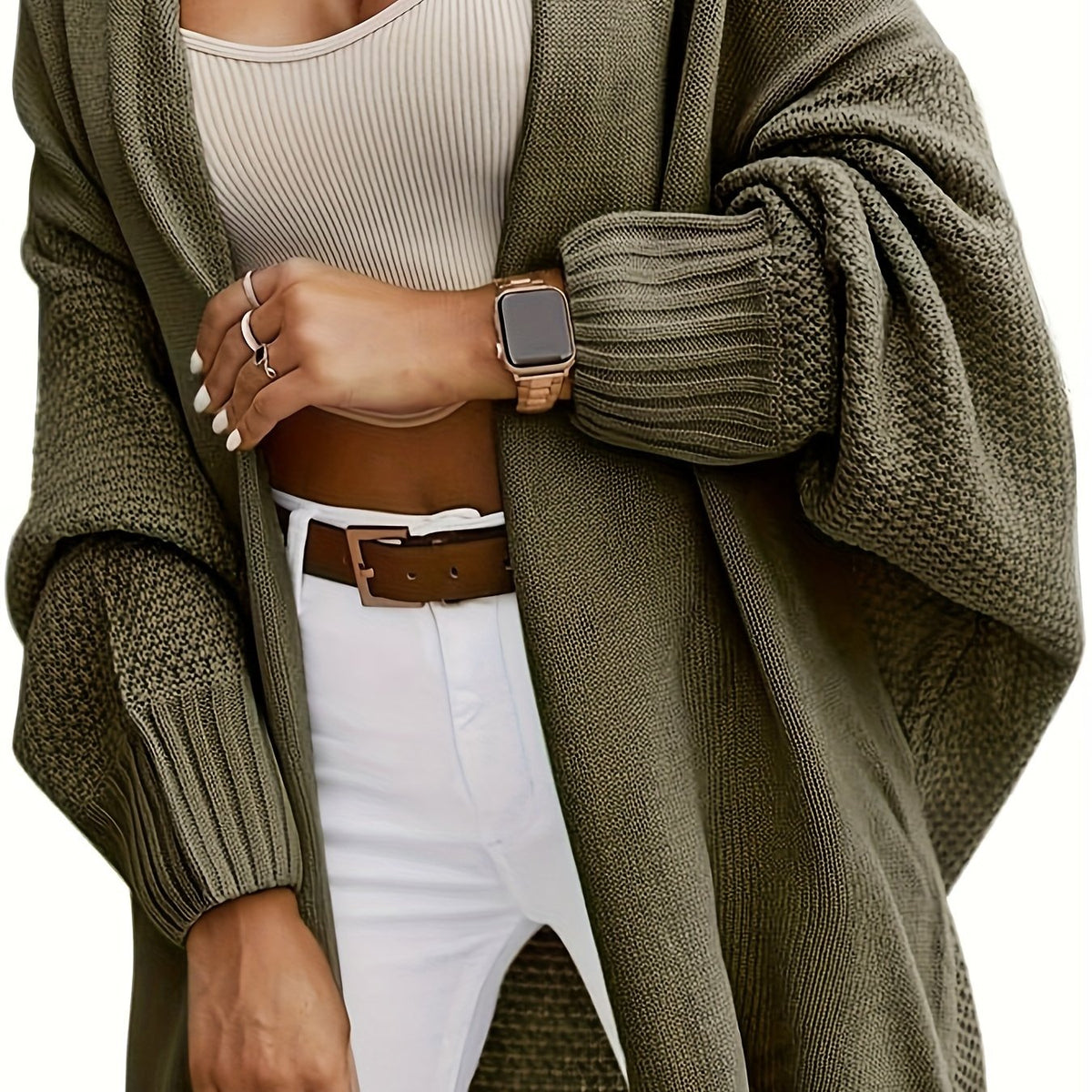 Cardigan Tricot Femme Oversize – Manches Chauve-souris Ouvertes