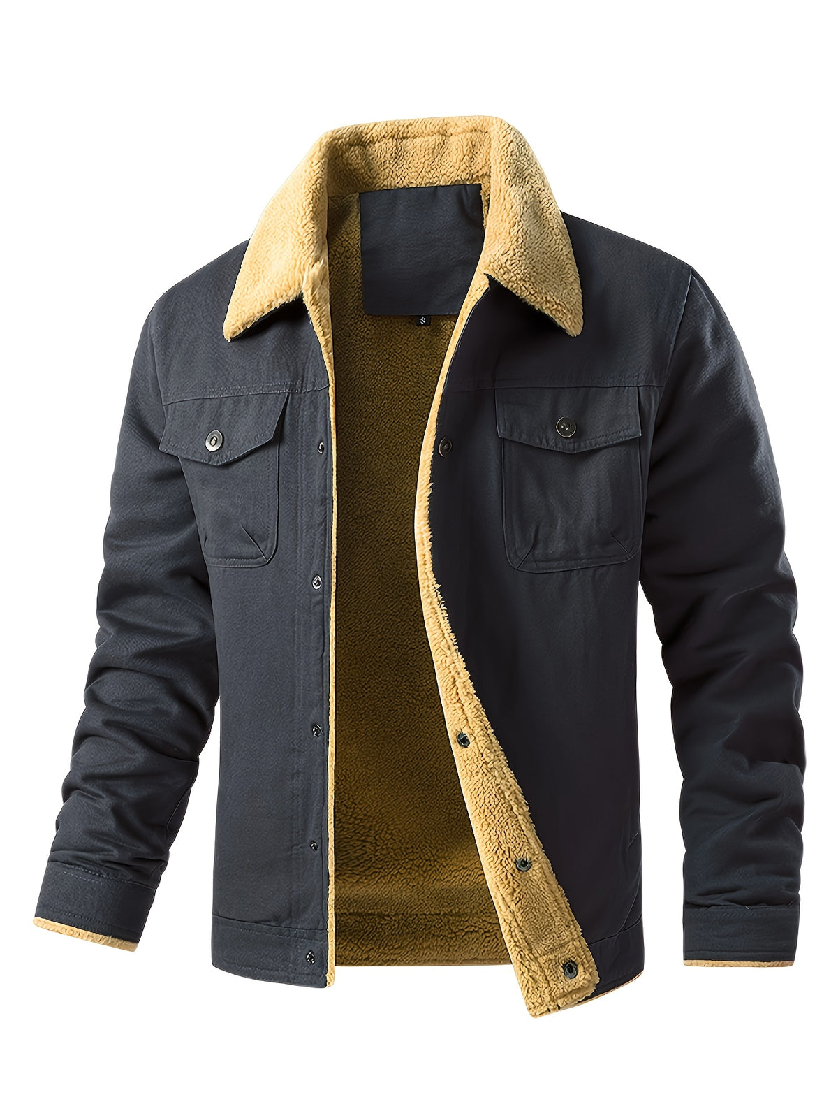Men’s Fleece-Lined Workwear Jacket – Sherpa Collar Coat