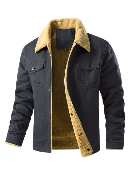 Men’s Fleece-Lined Workwear Jacket – Sherpa Collar Coat