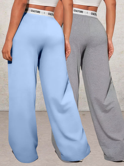 Ensemble deux pièces imprimé cœurs géométriques pour femme – Pantalon large taille haute