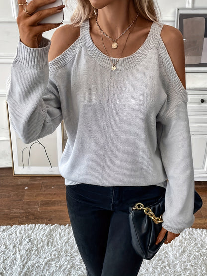 Women’s Elegant Crew Neck Pullover – Soft Knit Fall/Winter Sweater