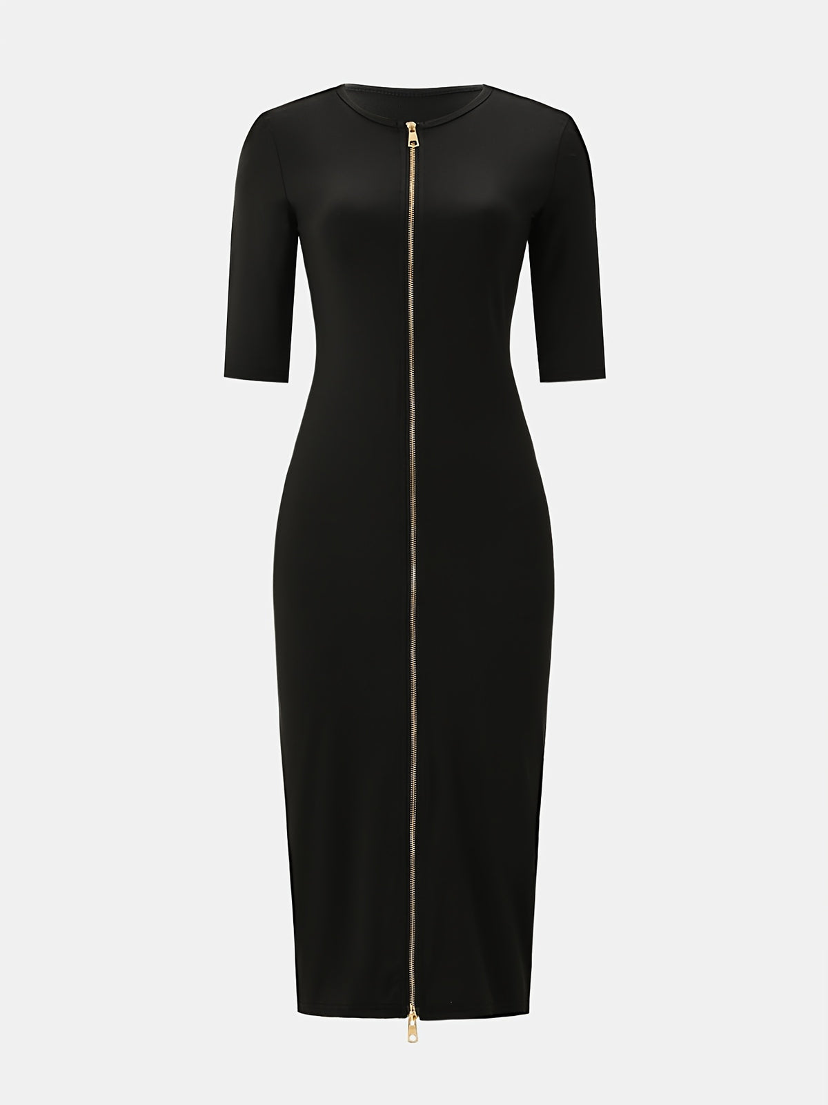Robe midi moulante à encolure bateau – Robe élégante à manches courtes et coupe ajustée