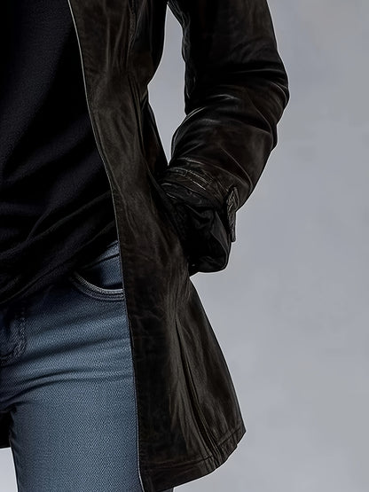 Blouson moto en cuir PU pour femme – Veste zippée style rétro à col montant