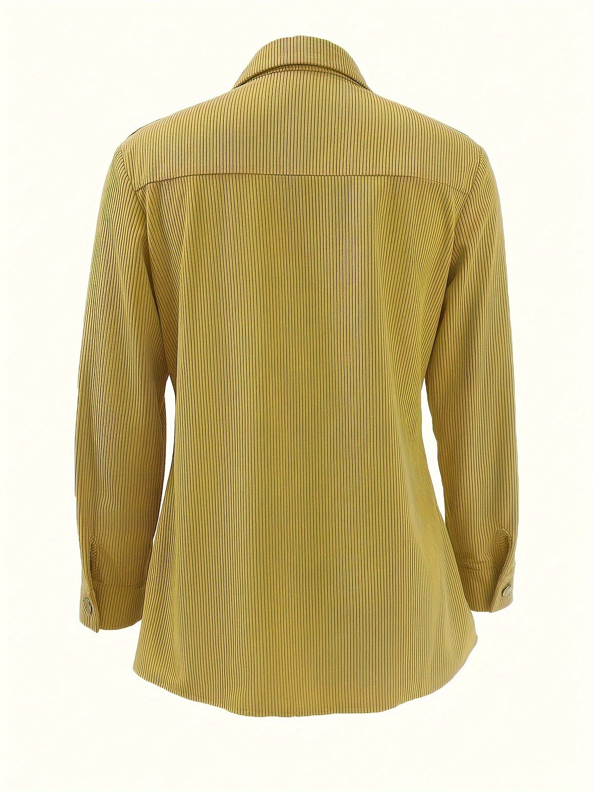 Veste en velours côtelé moutarde pour femme – Élégante, boutonnée, avec poches