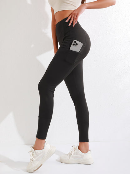 Women’s Fleece Yoga Pants – High Waist Pocket Winter Leggings