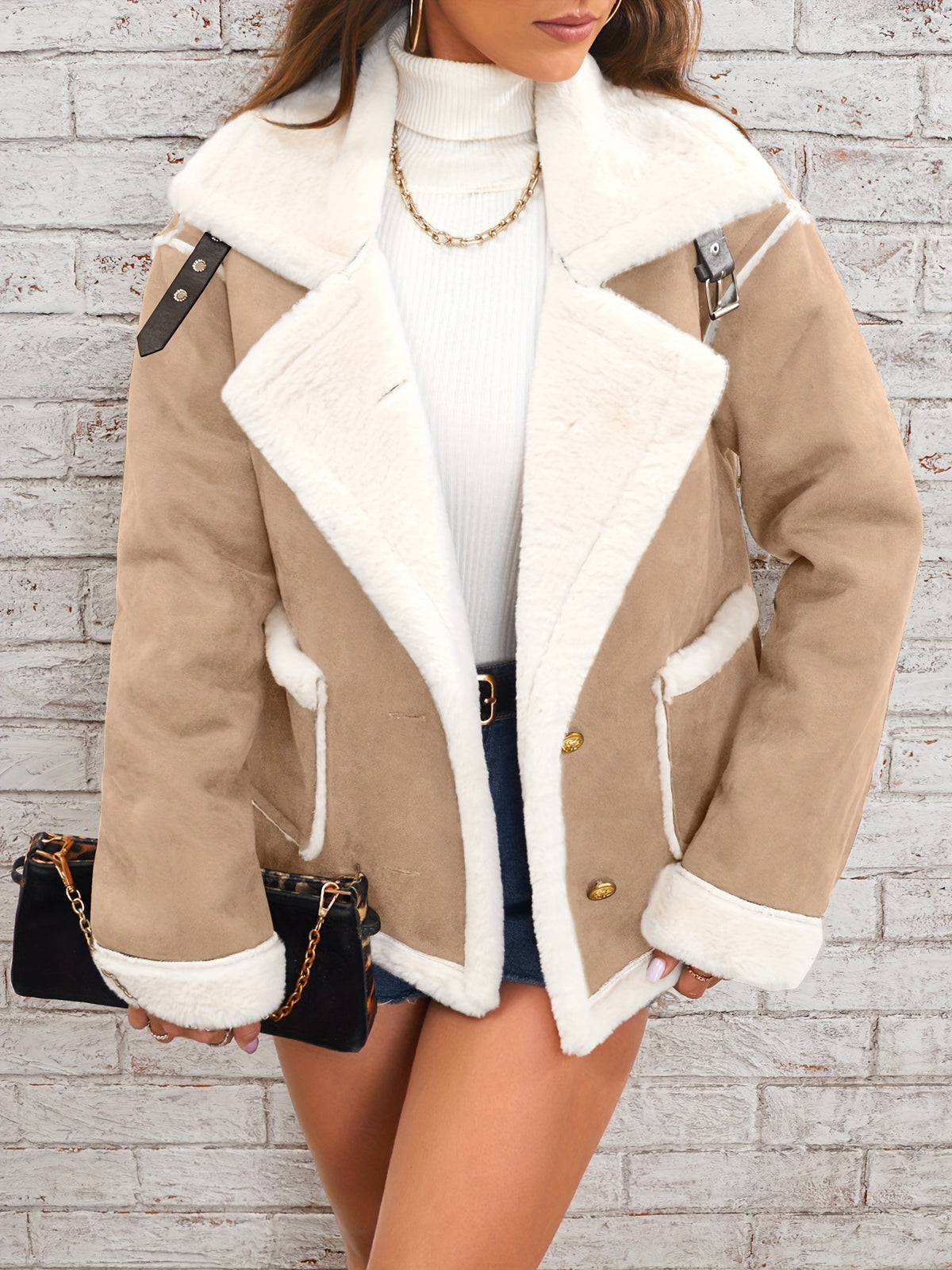 Loom & Soul™ Women’s Plush Polo Collar Jacket – Thick Winter Fleece Coat for Cozy Korean Street Style