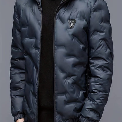 Men’s Windproof Hooded Jacket – Full-Zip Outdoor Winter Coat
